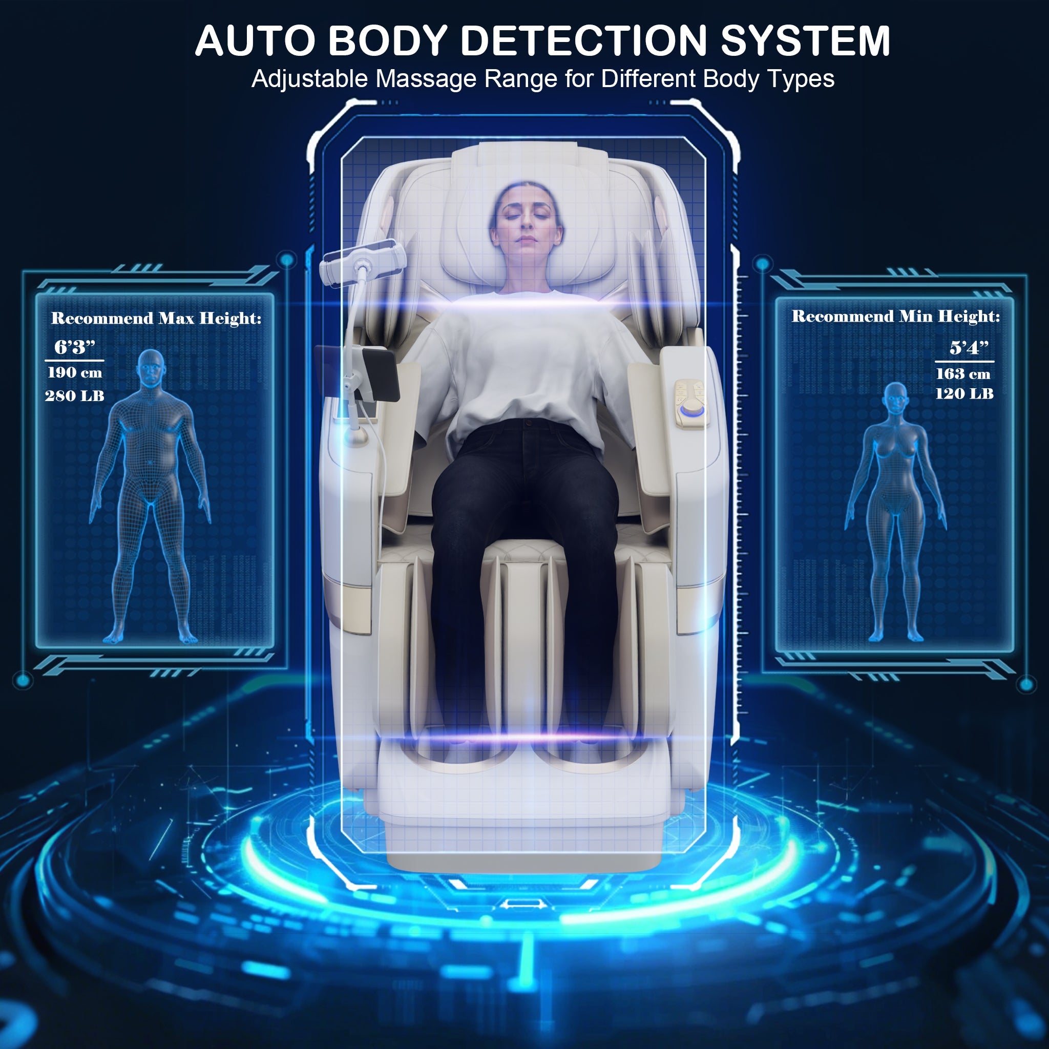 KoziSense KZ-313 Heated Jade Stone Massage Chair | 3D Full Body| Zero Gravity| Back Pain Relief| Heat Therapy (White)