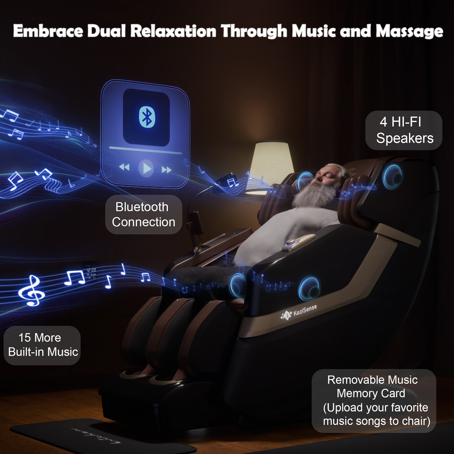 KoziSense KZ-313 Heated Jade Stone Massage Chair | 3D Full Body| Zero Gravity| Back Pain Relief| Heat Therapy