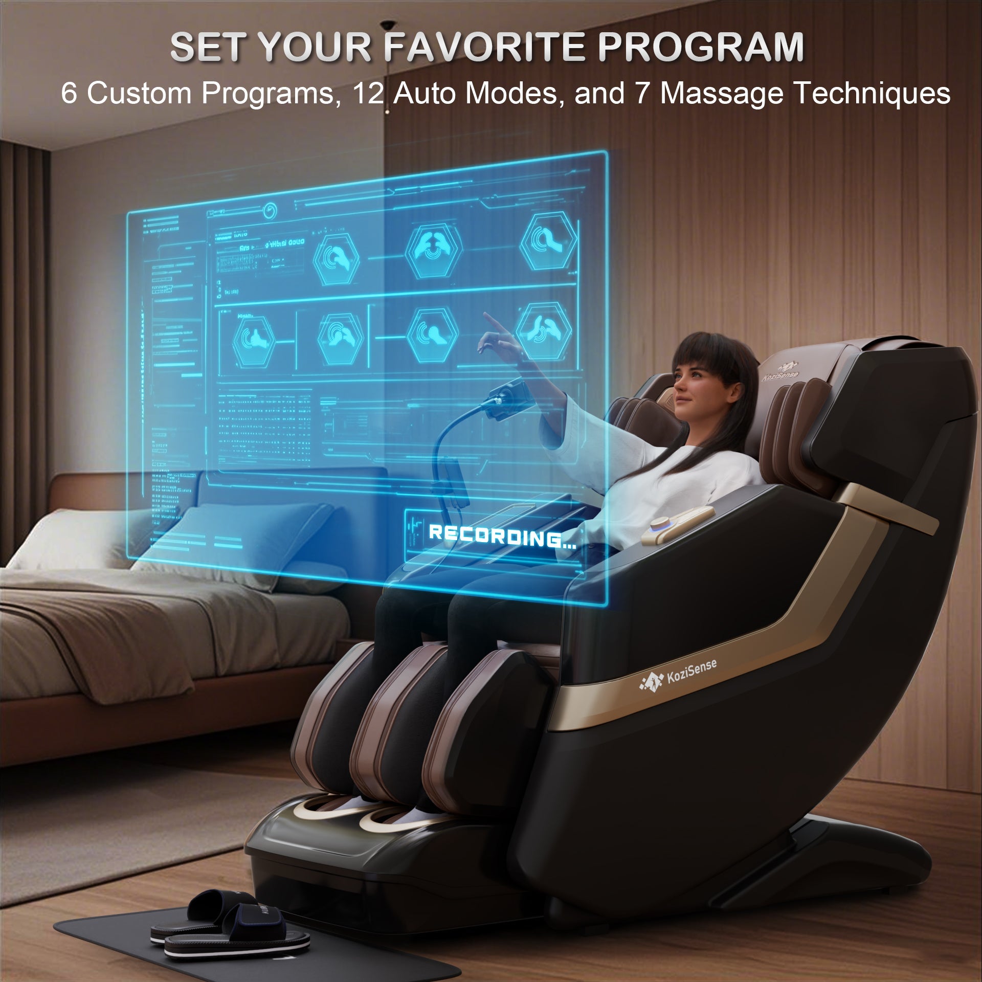 KoziSense KZ-313 Heated Jade Stone Massage Chair | 3D Full Body| Zero Gravity| Back Pain Relief| Heat Therapy