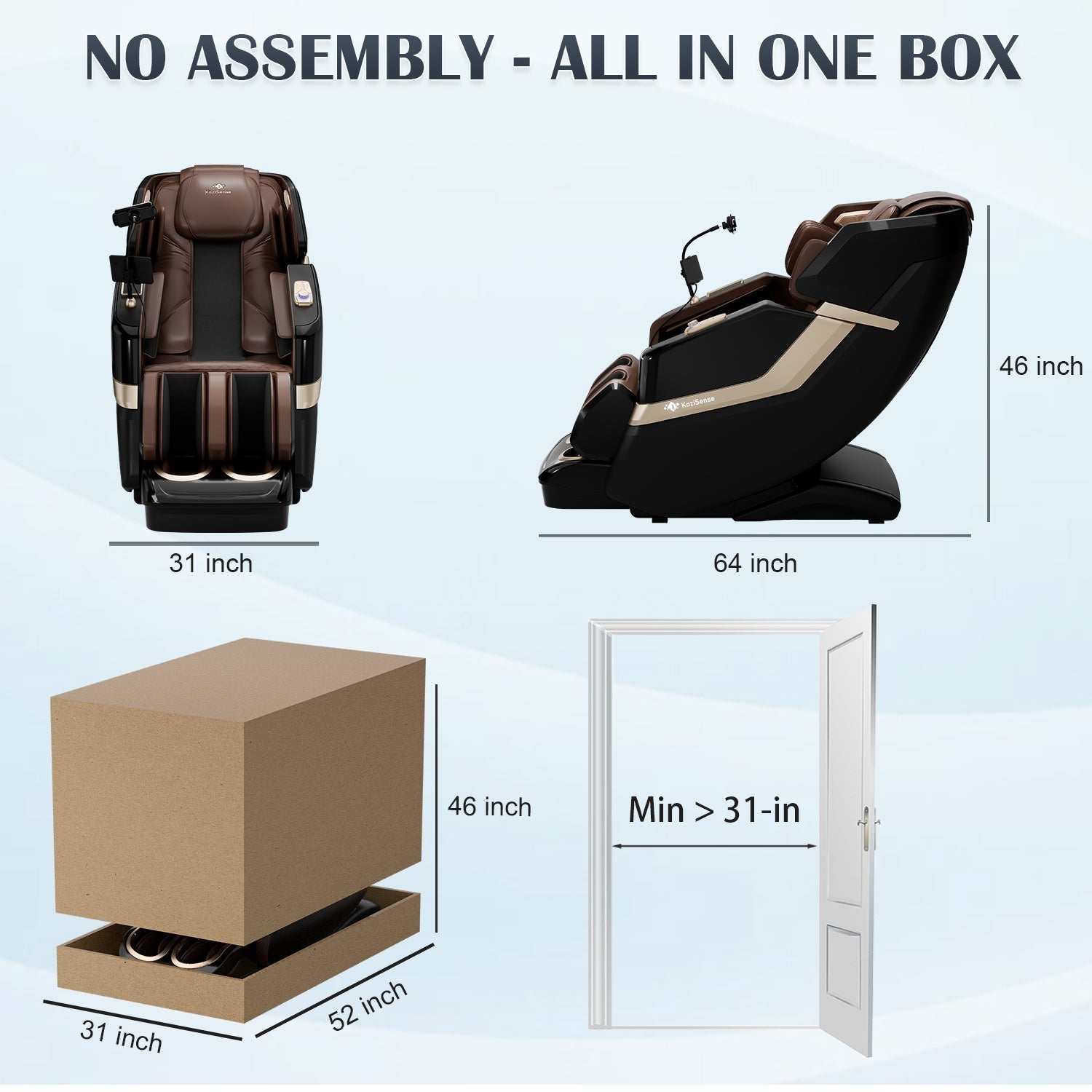 KoziSense KZ-313 Heated Jade Stone Massage Chair | 3D Full Body| Zero Gravity| Back Pain Relief| Heat Therapy